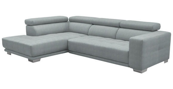ECKSOFA in Mikrofaser Platinfarben  207/301 cm  - Platinfarben/Chromfarben, Design, Textil/Metall (207/301cm) - Xora