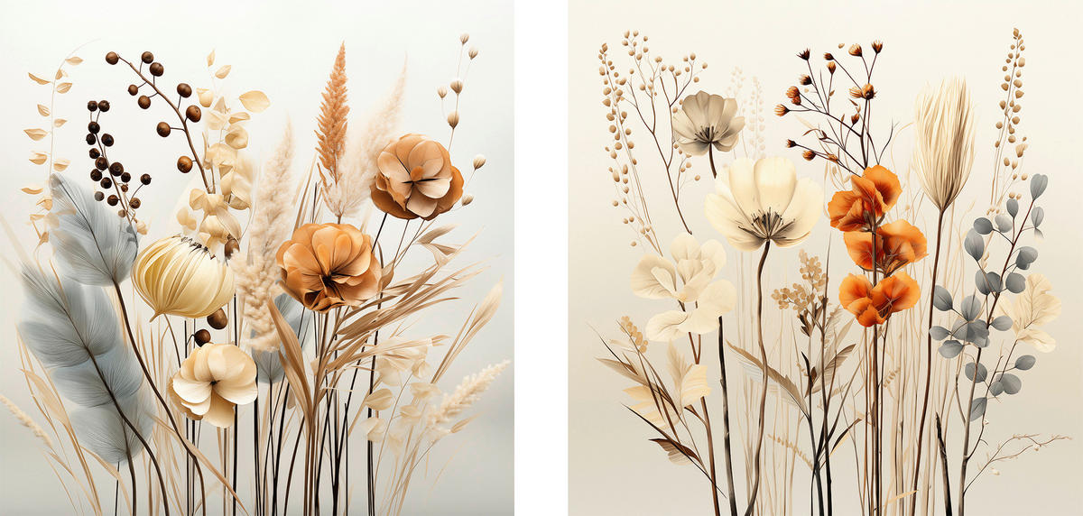 GLASBILD Blumen  - Naturfarben, Natur, Glas (20/40/1,40cm) - Euroart