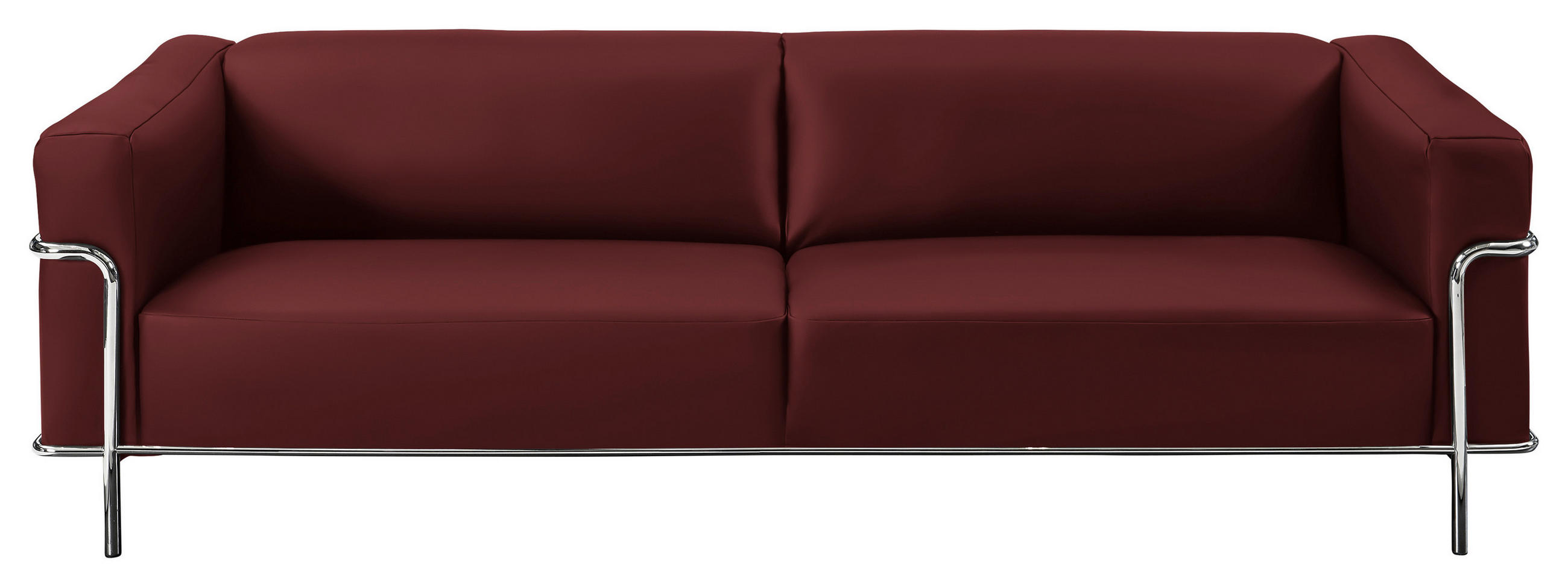 3-SITZER-SOFA in Echtleder Rot  - Chromfarben/Rot, Design, Leder/Metall (236/67/96cm) - Johann Jakob