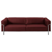 3-SITZER-SOFA in Echtleder Rot  - Chromfarben/Rot, Design, Leder/Metall (236/67/96cm) - Johann Jakob