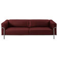 3-SITZER-SOFA Mandia in Echtleder Rot  - Chromfarben/Rot, Design, Leder/Metall (236/67/96cm) - Johann Jakob