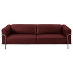 3-SITZER-SOFA in Echtleder Rot  - Chromfarben/Rot, Design, Leder/Metall (236/67/96cm) - Johann Jakob