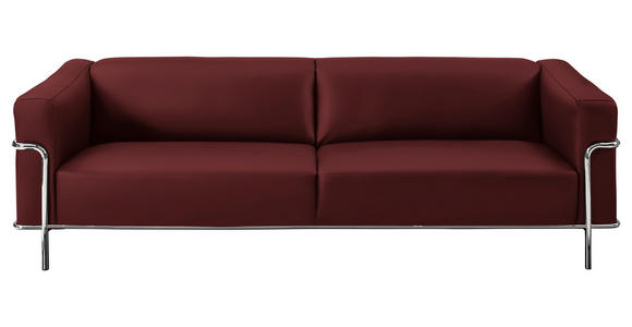 3-SITZER-SOFA Mandia in Echtleder Rot  - Chromfarben/Rot, Design, Leder/Metall (236/67/96cm) - Johann Jakob