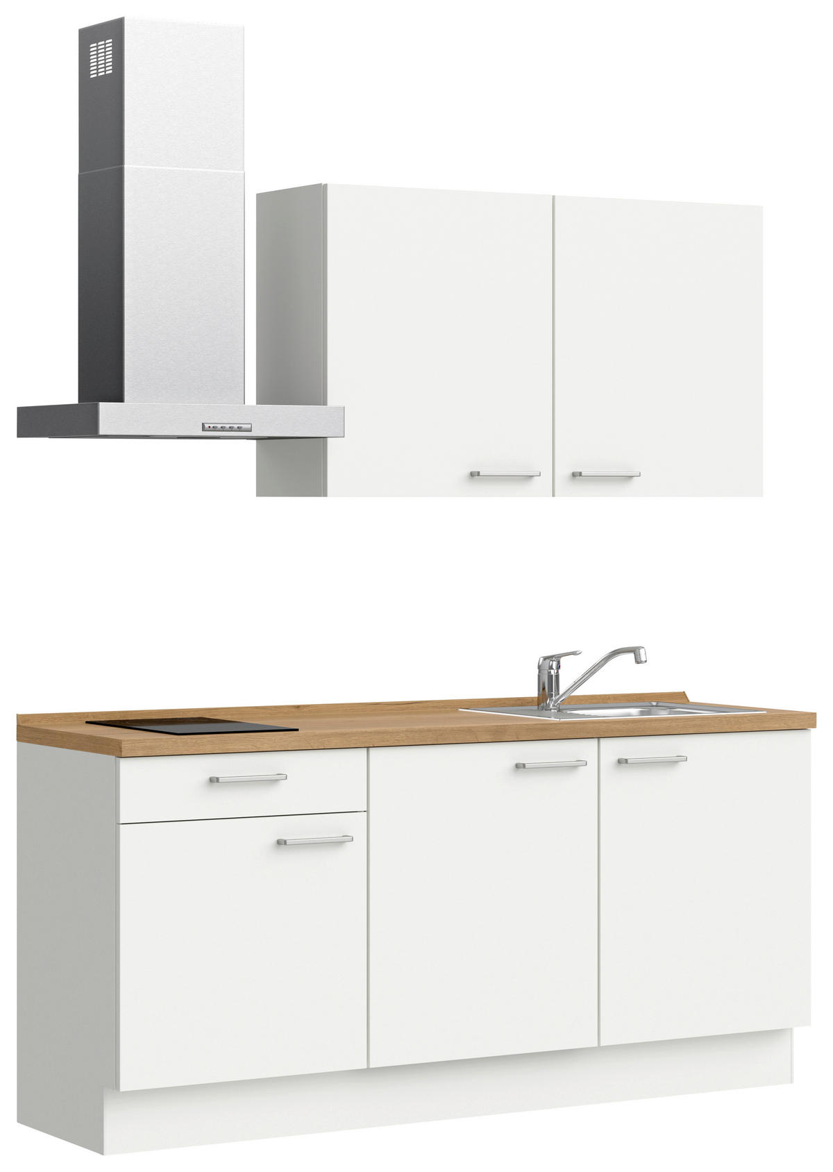 KÜCHENBLOCK Touch 180 cm  in Weiß, Eichefarben  - Edelstahlfarben/Eichefarben, MODERN, Holzwerkstoff/Metall (180cm) - Nobilia