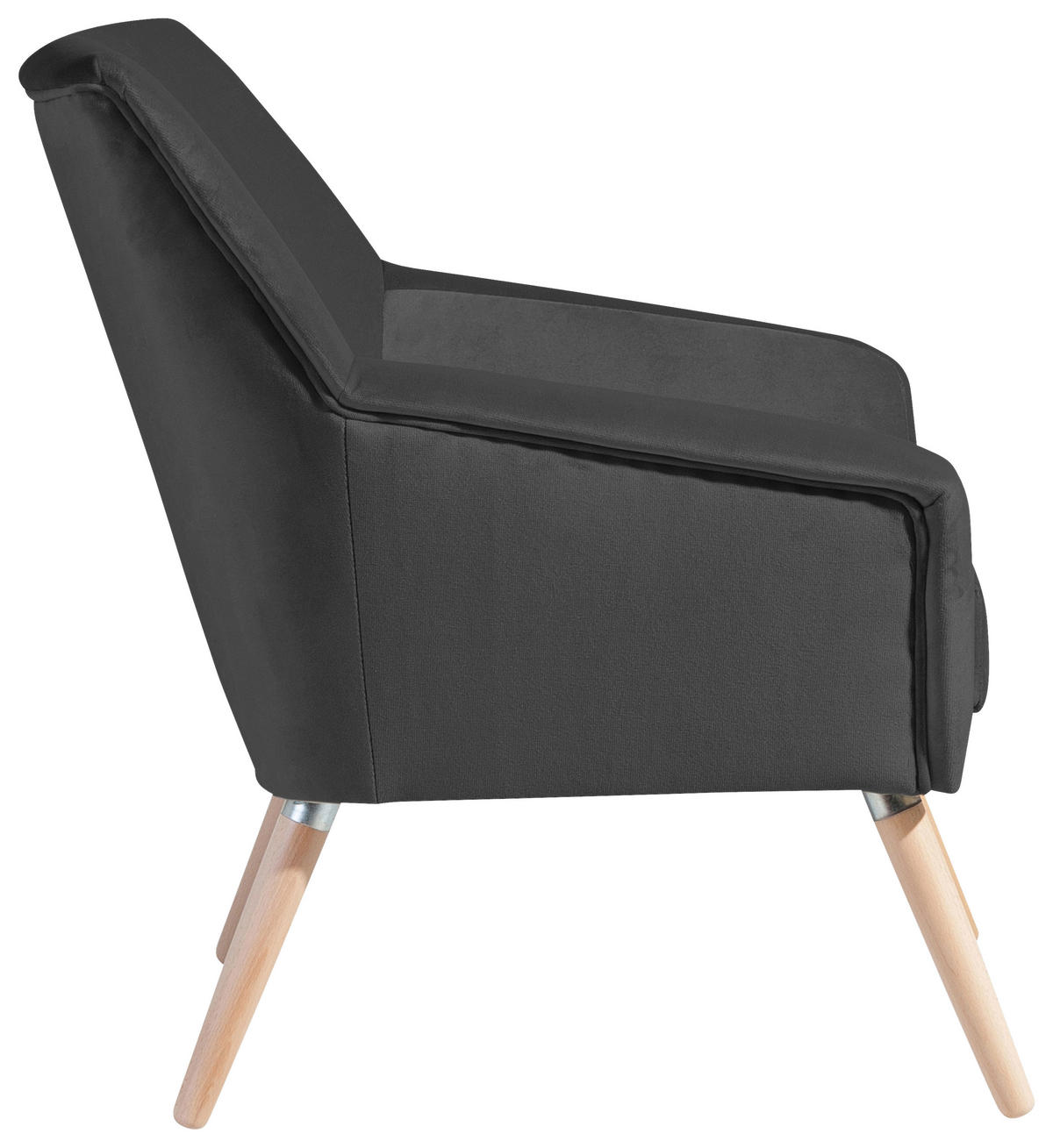 SESSEL in Samt, Velours Anthrazit, Buchefarben  - Anthrazit/Buchefarben, Design, Holz/Textil (67/81/71cm) - Max Winzer