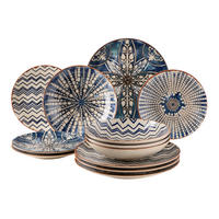 TAFELSERVICE Blau, Weiß Iberico Blue 12-teilig  - Blau/Weiß, Basics, Keramik (36,3/36,5/34,1cm) - Mäser
