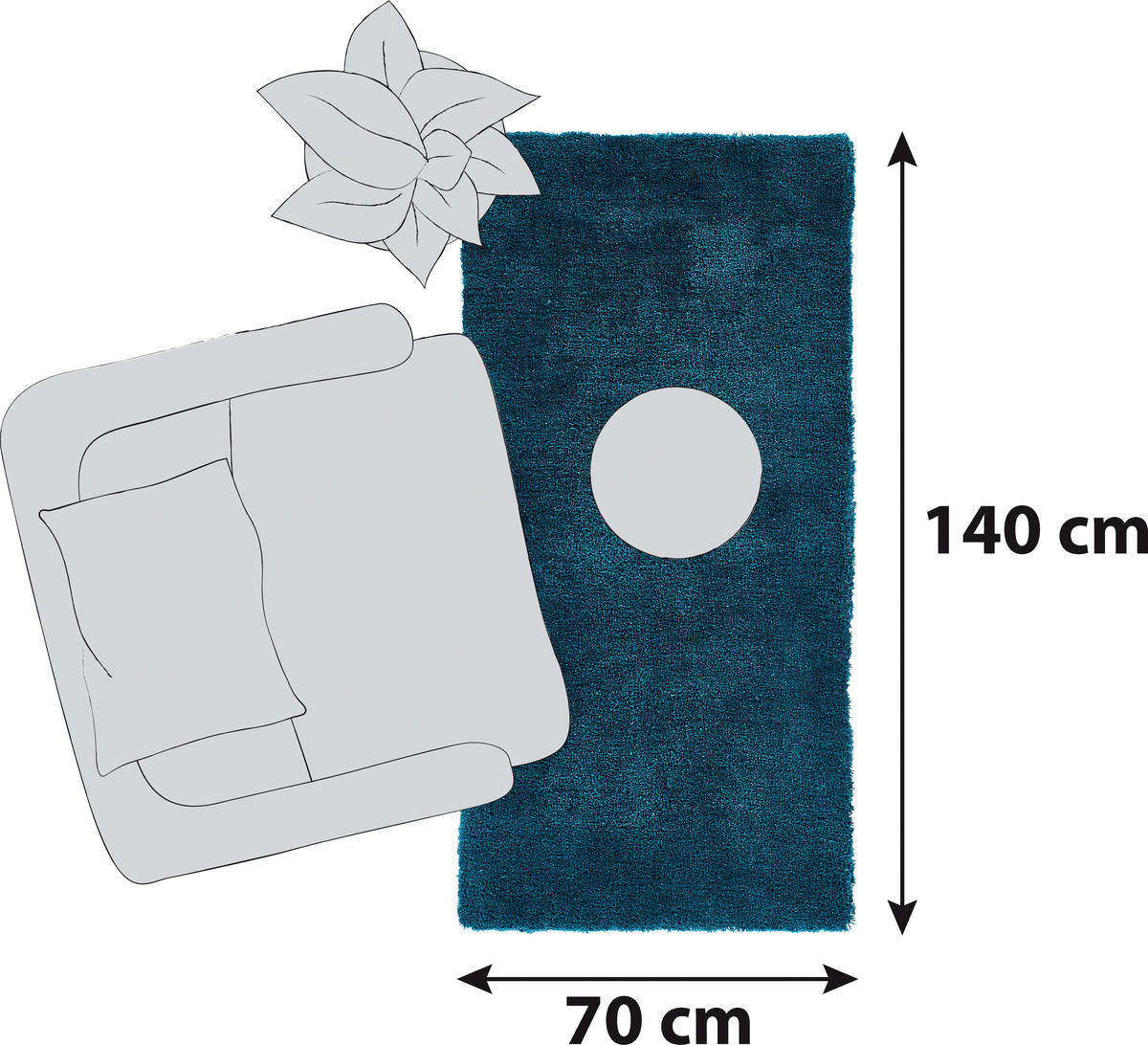 HOCHFLORTEPPICH 70/140 cm Relaxx Petrol  - Petrol, KONVENTIONELL, Textil (70/140cm) - Esprit