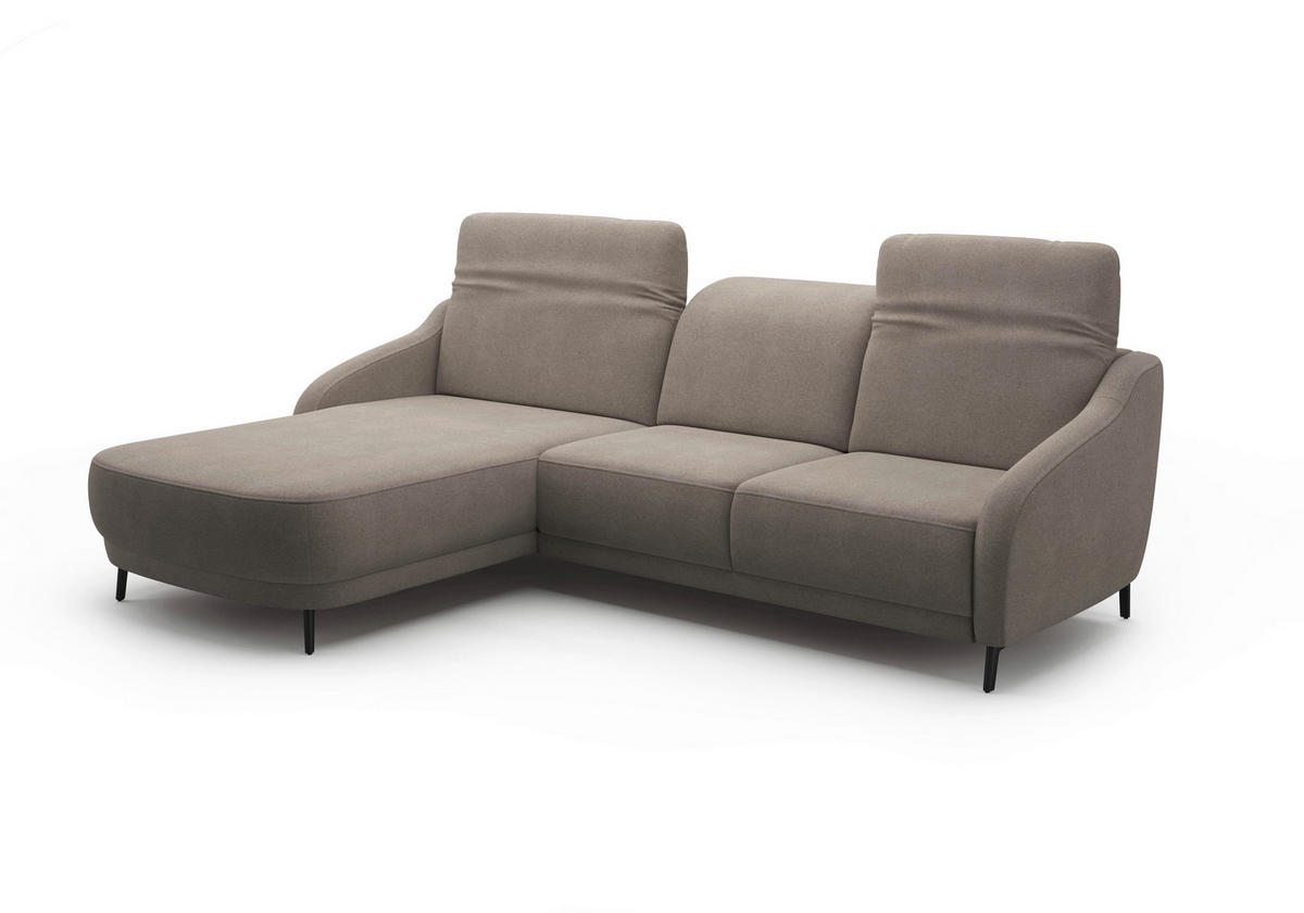 ECKSOFA BLUES V Haselnussfarben Mikrofaser  - Schwarz/Haselnussfarben, MODERN, Textil/Metall (191/271cm) - Sit & More