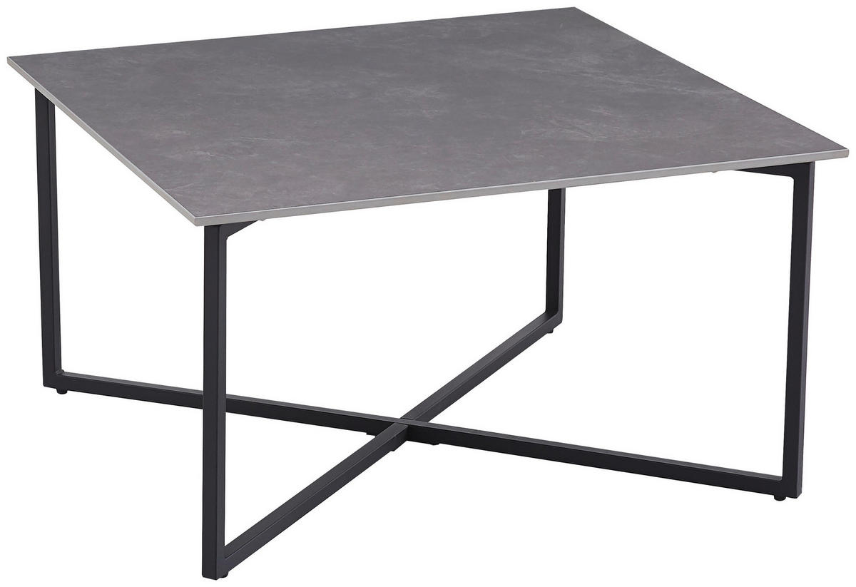 COUCHTISCH 80/80/45 cm quadratisch Schwarz, Hellgrau  - Hellgrau/Schwarz, Design, Stein/Metall (80/80/45cm) - Carryhome