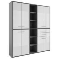 AKTENSCHRANK Grau, Weiß  - Weiß/Grau, MODERN, Glas/Holzwerkstoff (191,1/215,4/40cm)