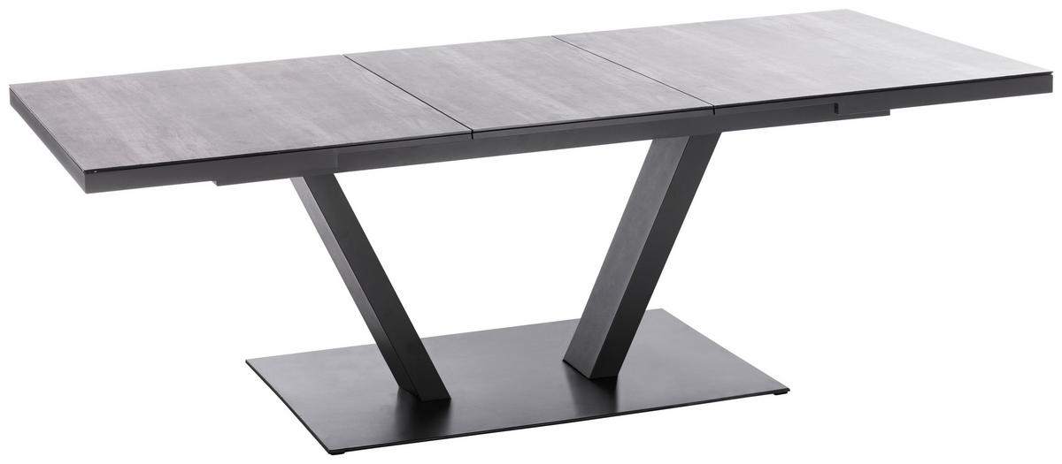 GARTENTISCHGRUPPE beschichtet Aluminium  - Anthrazit/Schwarz, Basics, Glas/Textil