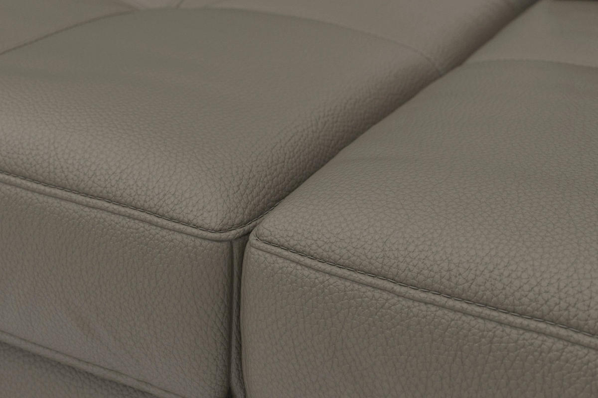 SEDACÍ SOUPRAVA, kůže, šedá - šedá/černá, Basics, kov/textil (223/363/176cm) - Sit & More