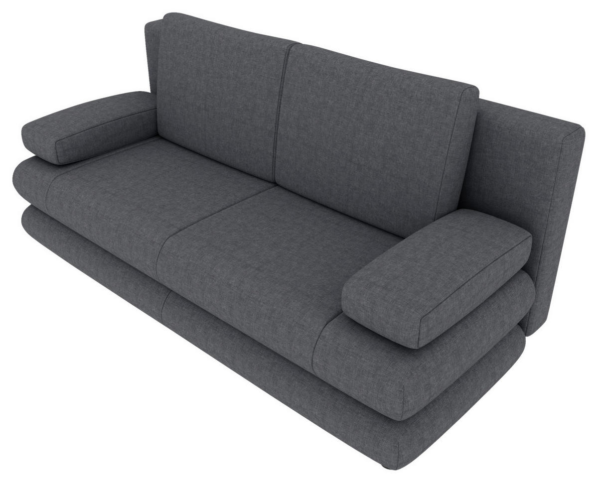SCHLAFSOFA  mit Liegefunktion, Rücken echt Mikrofaser Dunkelgrau  - Dunkelgrau/Schwarz, KONVENTIONELL, Kunststoff/Textil (212/93/90cm) - Carryhome
