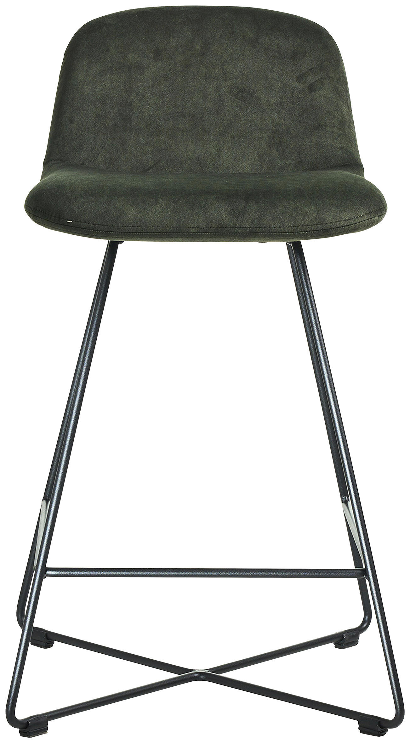 BARHOCKER Velours Schwarz, Waldgrün Edelstahl Stoffauswahl  - Waldgrün/Schwarz, Basics, Textil/Metall (50/85/48cm) - Celina Home