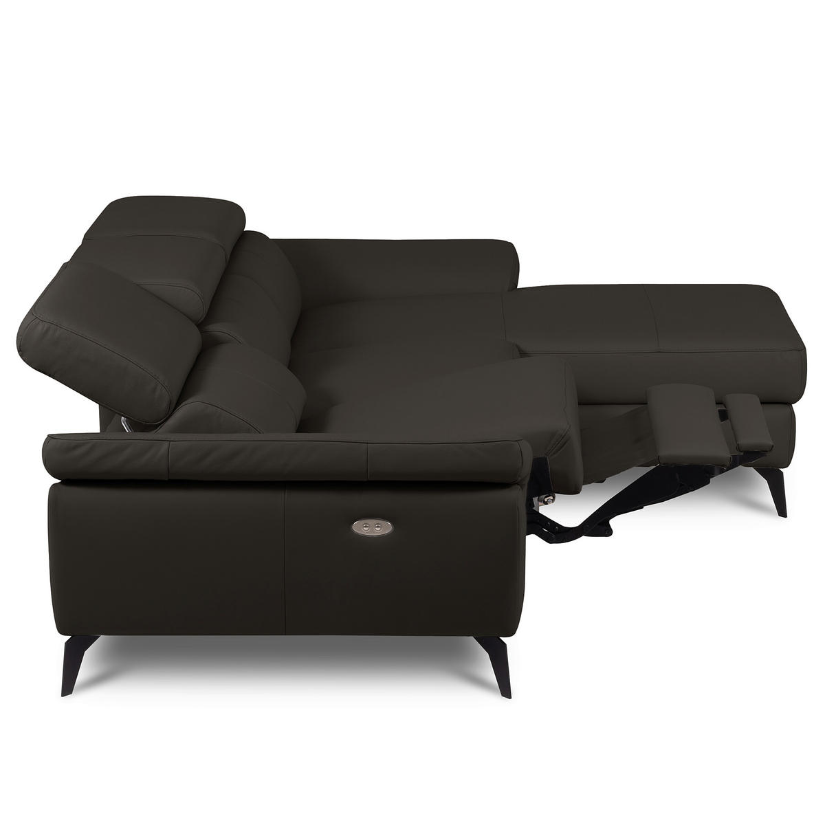 ECKSOFA  in Lederlook Echtleder Dunkelbraun  252/179 cm  - Dunkelbraun/Schwarz, Design, Leder/Textil (252/179cm) - Livetastic