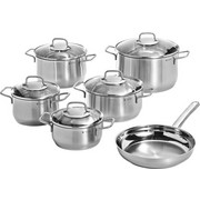 KOCHTOPFSET Edelstahl 6-teilig - Klar/Edelstahlfarben, Basics, Glas/Metall - WMF