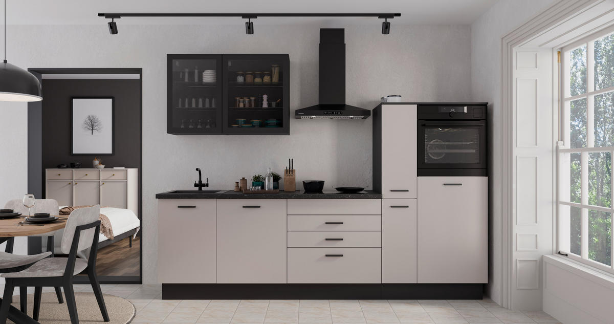 KÜCHENLEERBLOCK   in Schwarz, Beige  - Beige/Schwarz, Basics, Glas/Holzwerkstoff (280/214/60cm) - P & B