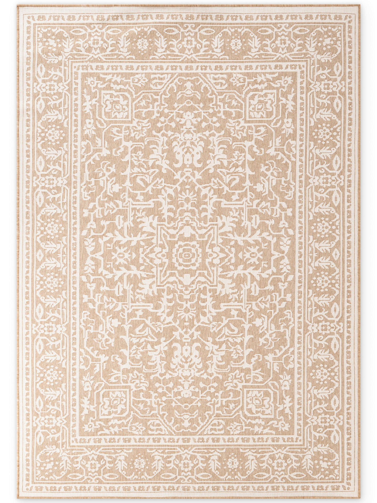 OUTDOORTEPPICH für Terrasse und Balkon 160/230 cm Duet Weiß, Sandfarben  - Sandfarben/Weiß, Design, Kunststoff (160/230cm) - Hanse Home