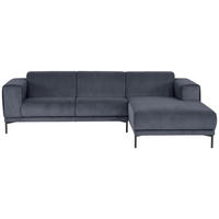 ECKSOFA in Cord Graublau  - Graublau/Schwarz, Design, Textil/Metall (262/183cm) - MID.YOU