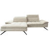 ECKSOFA in Chenille Beige  - Beige/Schwarz, Design, Textil/Metall (179-202/288cm) - Stylife