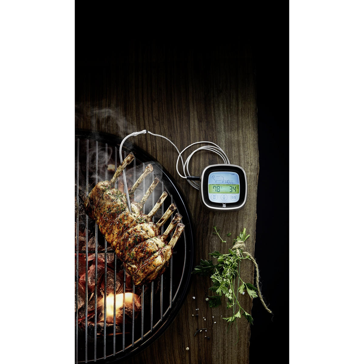 BRATENTHERMOMETER  - Edelstahlfarben/Schwarz, Design, Kunststoff/Metall (19/8,5/4cm) - WMF