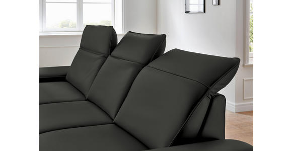 ECKSOFA in Echtleder Graubraun  - Graubraun/Schwarz, Design, Leder/Metall (193/328cm) - Dieter Knoll