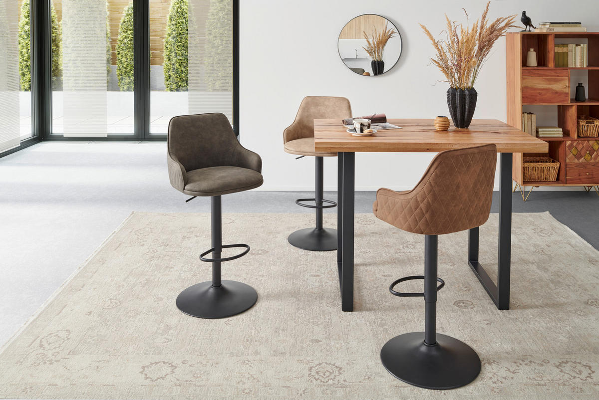 BARHOCKER in Metall, Textil Grau, Schwarz  - Schwarz/Grau, KONVENTIONELL, Textil/Metall (50/90-111/51cm) - MID.YOU