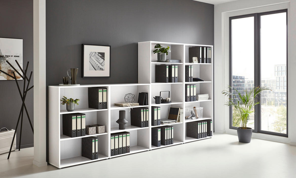 AKTENREGAL 337,6/185,6/33 cm  - Silberfarben/Weiß, MODERN, Holzwerkstoff (337,6/185,6/33cm) - MID.YOU