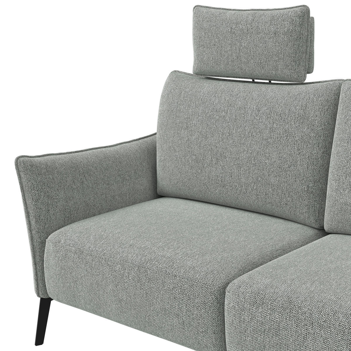 3-SITZER-SOFA Chenille Hellgrau  - Hellgrau/Schwarz, Konventionell, Textil/Metall (184/90/92cm) - Elegando