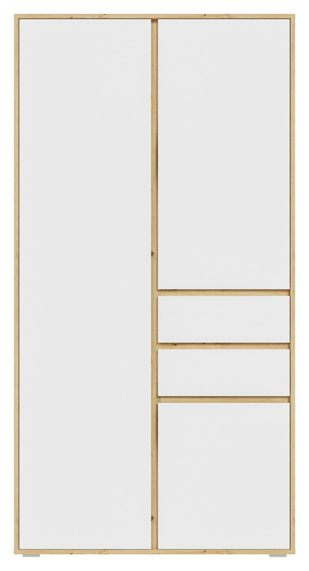 DREHTÜRENSCHRANK 100/194/56 cm,  in Weiß, Eiche Artisan, 3-türig  - Weiß/Eiche Artisan, MODERN, Holzwerkstoff (100/194/56cm) - MID.YOU