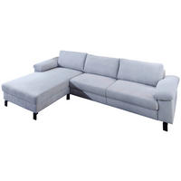 ECKSOFA Hellblau Velours  - Schwarz/Hellblau, Design, Textil/Metall (182/288cm) - Hom`in