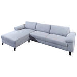 ECKSOFA in Velours Hellblau  182/288 cm  - Schwarz/Hellblau, Design, Textil/Metall (182/288cm) - Hom`in