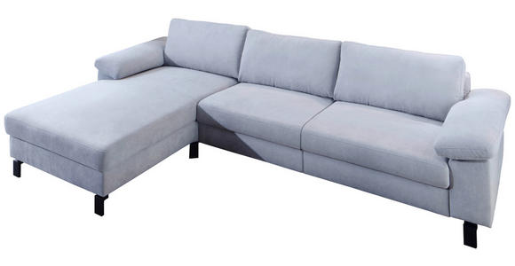 ECKSOFA in Velours Hellblau  182/288 cm  - Schwarz/Hellblau, Design, Textil/Metall (182/288cm) - Hom`in