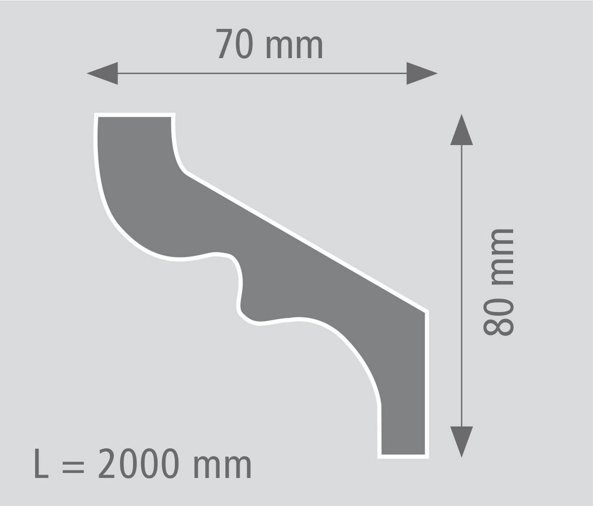 Deckenleiste 200/8/7 cm Weiß Kunststoff  - Weiß, Basics, Kunststoff (200/8/7cm)