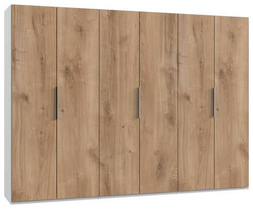 DREHTÜRENSCHRANK 300/216/58 cm 6-türig Weiß, Eichefarben  - Chromfarben/Eichefarben, MODERN, Holzwerkstoff (300/216/58cm) - MID.YOU