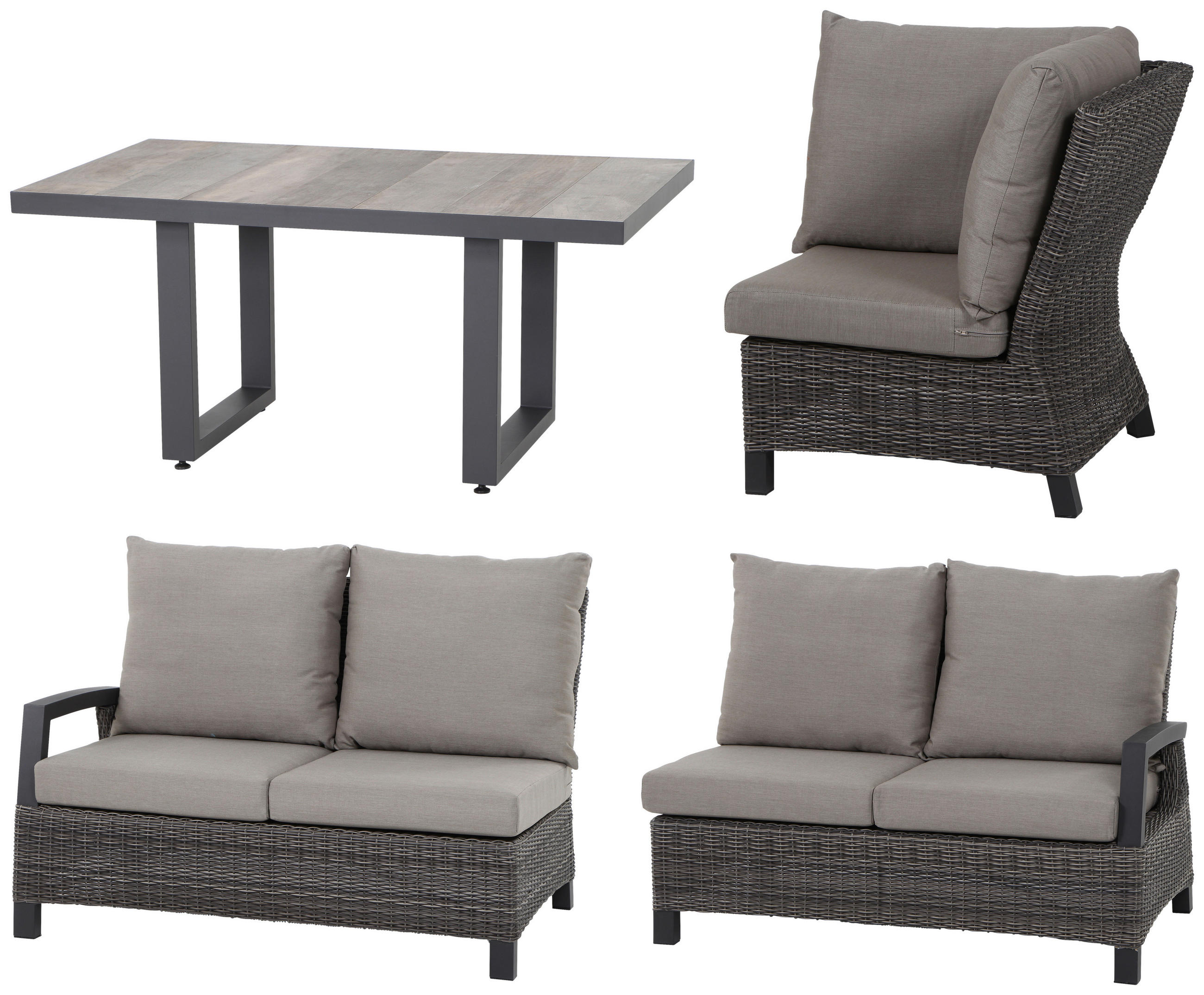 Siena Garden Loungegarnitur Grau 219x88x219 cm