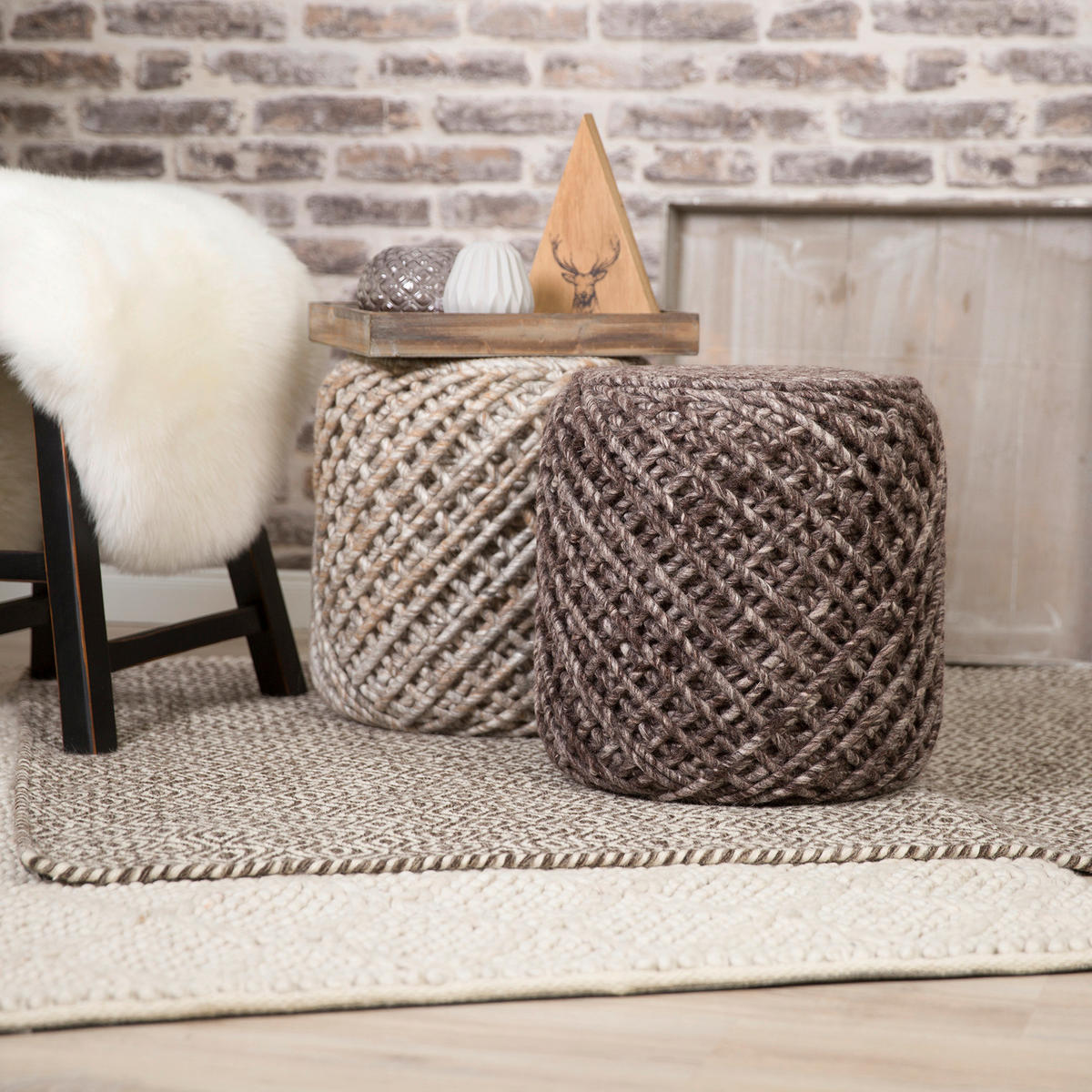 POUF in Cappuccino Textil  - Cappuccino, Trend, Textil (40/40cm) - Novel