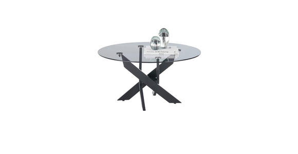 COUCHTISCH Sicherheitsglas rund Grau, Schwarz  - Schwarz/Grau, Design, Glas/Metall (80/45cm) - Linea Natura
