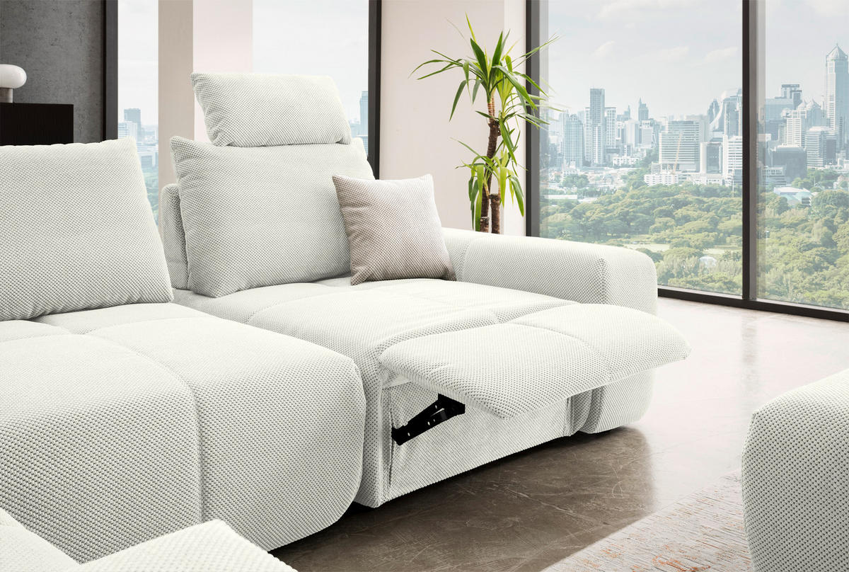 ECKSOFA in Velours Creme  - Creme/Schwarz, Design, Kunststoff/Textil (236/326cm) - Xora