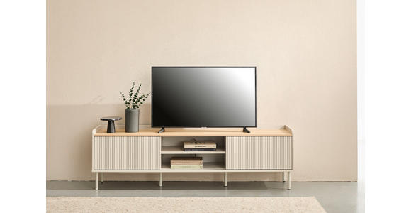 LOWBOARD SNOW 180/54/40 cm  Beimöbel erhältlich, stehend  - Eichefarben/Hellgrau, Design, Holzwerkstoff/Metall (180/54/40cm) - Xora