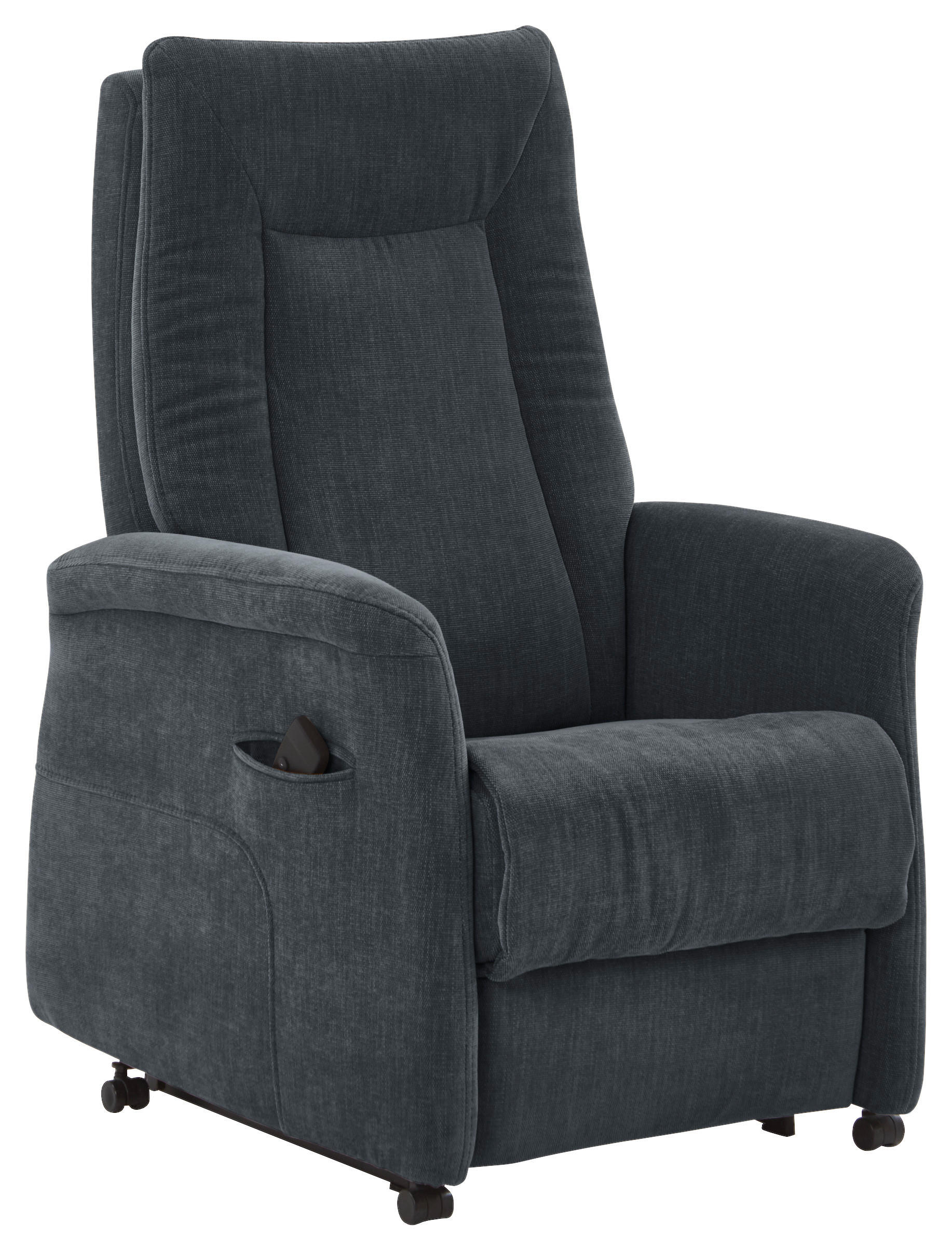 FERNSEHSESSEL  mit Relaxfunktion, Aufstehhilfe, Rücken echt Chenille Dunkelblau  - Dunkelblau/Grau, KONVENTIONELL, Kunststoff/Textil (78/115/90cm) - Hukla