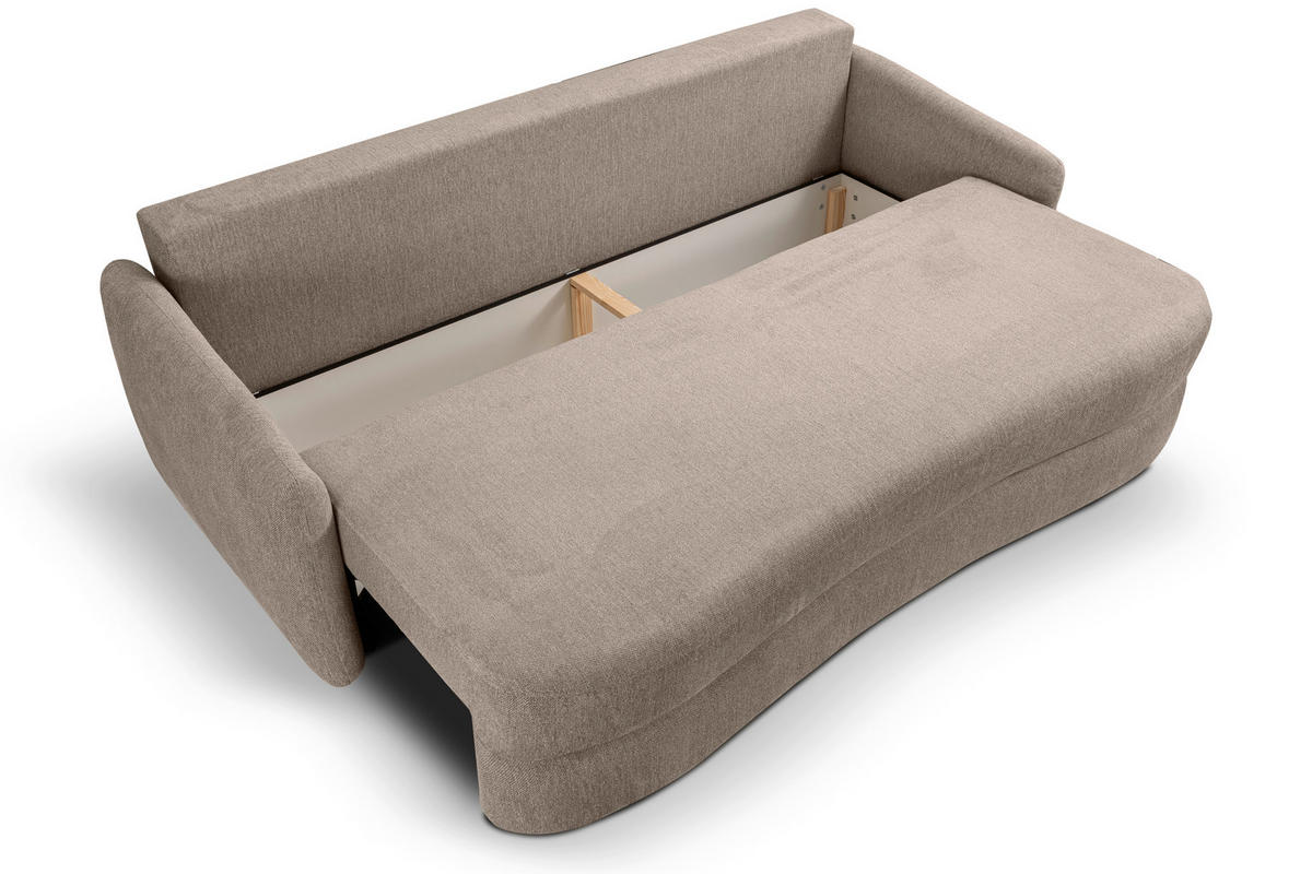 SCHLAFSOFA DIANA  mit Liegefunktion Struktur Beige  - Beige/Schwarz, Basics, Kunststoff/Textil (231/93/108cm) - MID.YOU