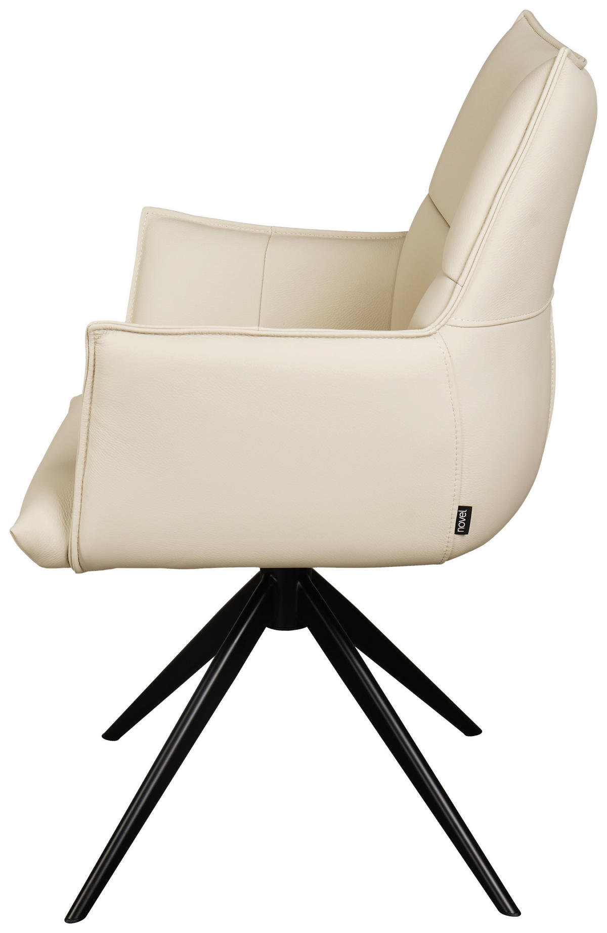 ARMLEHNSTUHL  Lederauswahl, Sitzfläche 360° drehbar  Echtleder  Creme, Schwarz  - Creme/Schwarz, Design, Leder/Metall (62/91/62cm) - Novel