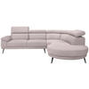 ECKSOFA in Velours Hellrosa  299/264 cm  - Hellrosa/Schwarz, Design, Textil/Metall (299/264cm) - Novel