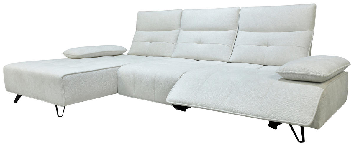 ECKSOFA Creme Chenille  - Creme/Schwarz, Design, Kunststoff/Textil (162/314cm) - Livetastic