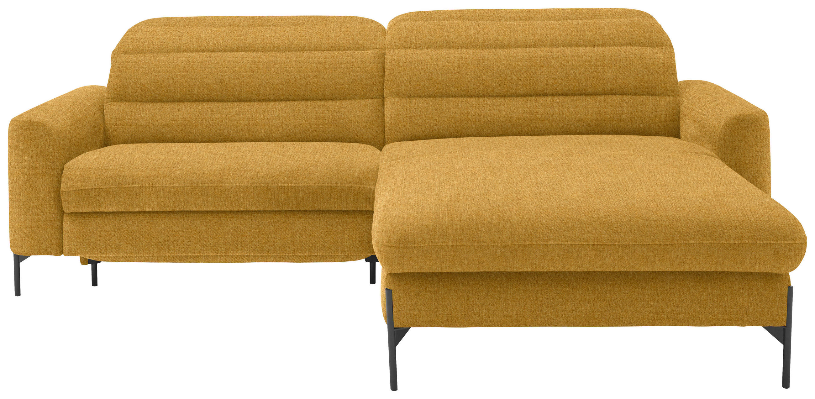 ECKSOFA in Flachgewebe Currygelb  252/191 cm  - Currygelb/Schwarz, Design, Textil/Metall (252/191cm) - Dieter Knoll