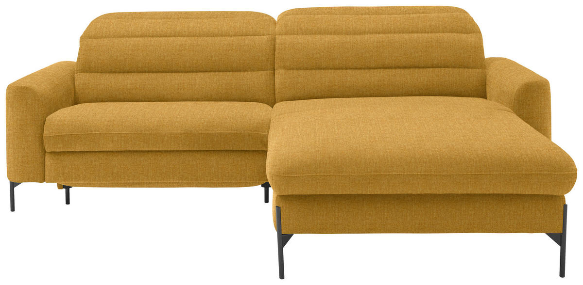 ECKSOFA in Flachgewebe Currygelb  - Currygelb/Schwarz, Design, Textil/Metall (252/191cm) - Dieter Knoll
