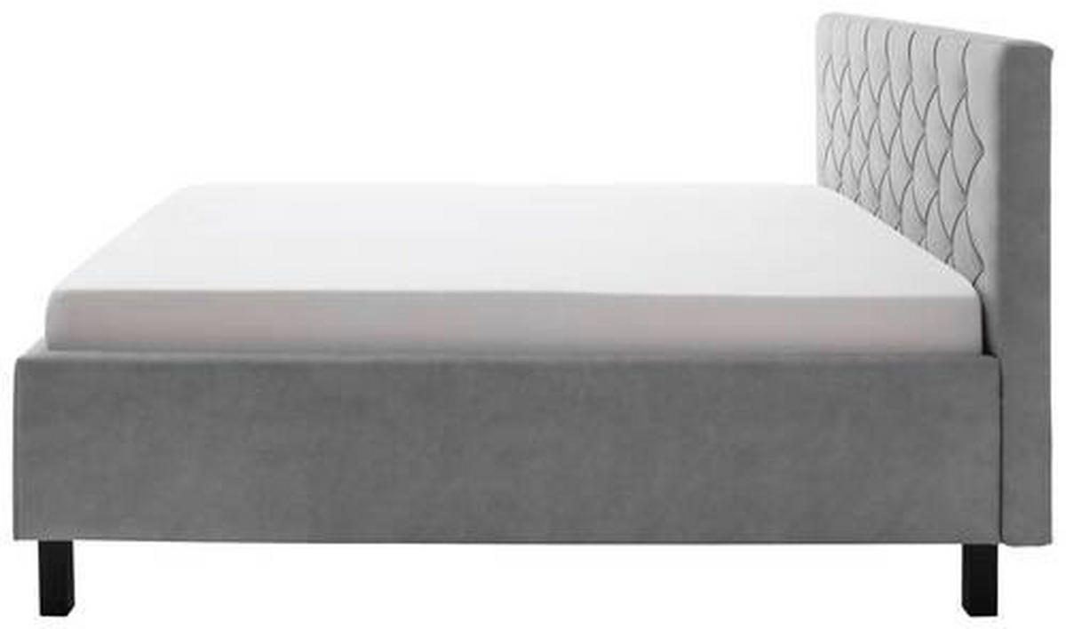 POLSTERBETT 160/200 cm  in Hellgrau  - Hellgrau/Schwarz, Modern, Holz/Holzwerkstoff (160/200cm) - Xora