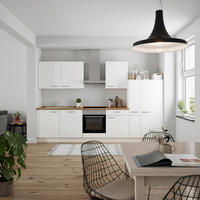 KÜCHENBLOCK Touch 330 cm  in Weiß, Eichefarben  - Eichefarben/Schwarz, MODERN, Holzwerkstoff/Metall (330cm) - Nobilia