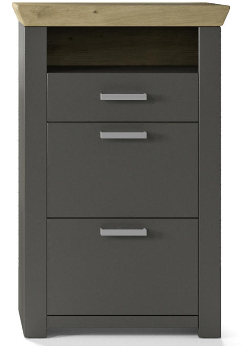 SCHUHSCHRANK Graphitfarben, Eichefarben  - Eichefarben/Anthrazit, Basics, Holzwerkstoff/Metall (74,5/108,2/42,2cm) - SetOne by Musterring